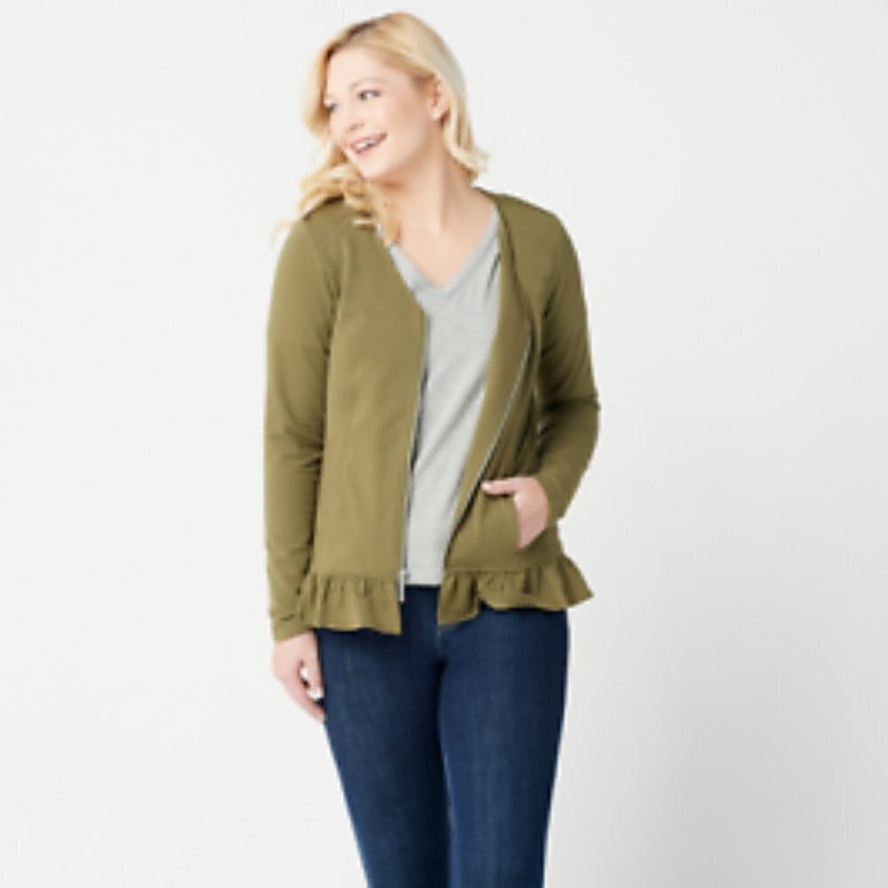 Denim & Co. French Terry Long-Sleeve V-Neck Jacket